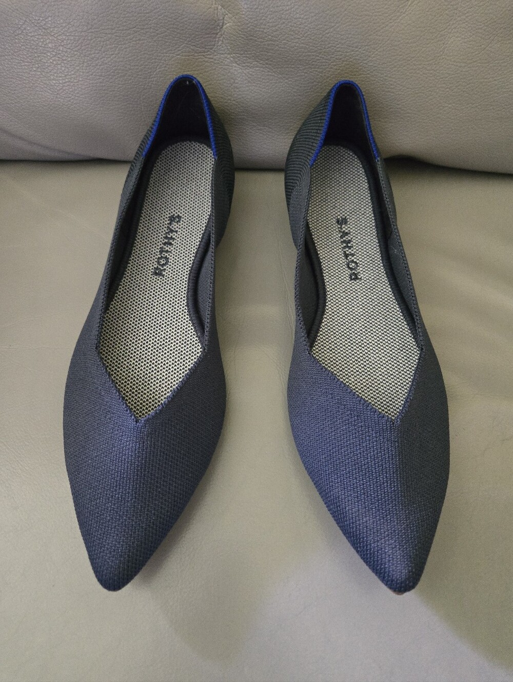 Rothy's The Point - Pointed Toe Navy Women's Flats - Comfort Slip-Ons Size 10
